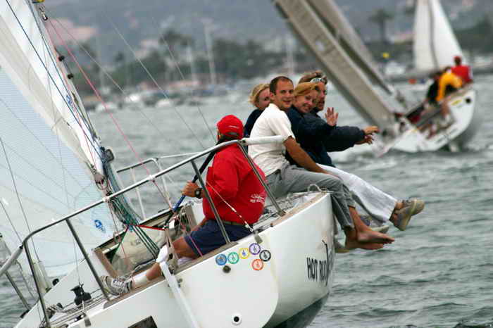 Keith racing his J24 on San Diego Bay